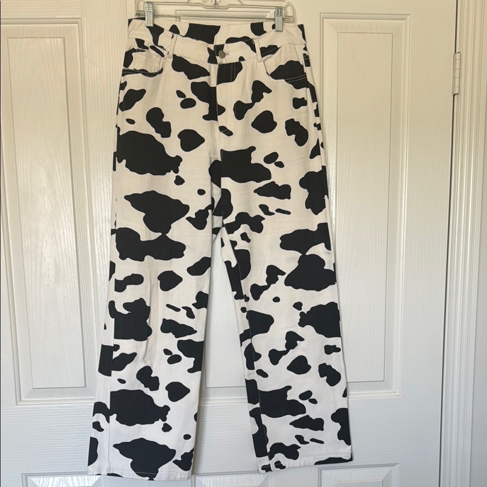 Peppermayo Cow Print Women's Straight Leg Jeans